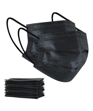 100Pcs Disposable Face Masks, Black Face Mask, 3 Ply Disposable Mask Adults 100 Pcs