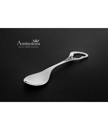 AMBEDORA Children's Christening Gift - Small Silver Spoons with Engraving | Real Silver 925 Birth Gift - Buy Online on SooperMarket.com