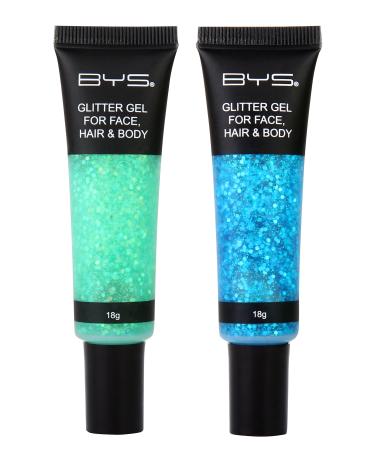 BYS Glitter Gel For Face Hair and Body - 2 Pack Unicorne Mane