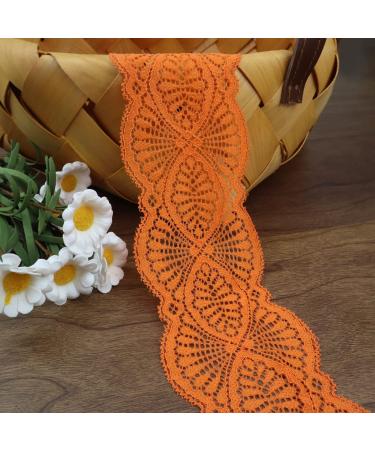 SEWDIYTR Orange Stretch Lace Ribbon Elastic Lace Trim 10 Yards Fabric Sewing Edge Ribbon for Crafts Clothes Accessories Gift Wrapping Wedding Party Decorating 2.45 Inch