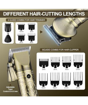 Suttik Professional Hair Clippers for Men 3 in 1 Beard Trimmer/Nose Hair Trimmer/Electric Shaver Clippers and Trimmers Set USB Rechargeable Grooming Kit Mens Gifts Gold1 - Buy Online on SooperMarket.com