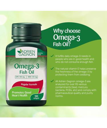 Adrien Gagnon - Omega 3 Fish Oil 1000mg 180 Softgels 180mg EPA and 120mg DHA Supplements for Heart Health and Brain Support Premium Fish Oil Vitamins for Adults and Kids - Buy Online on SooperMarket.com