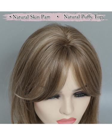 Short Bob Hair Topper for Women | Ash Light Brown with Highlights | Hair Volume Enhancement | 12 Inch Clip-in Wiglet | Fiber Hairpiece for Thinning Hair - Buy Online on SooperMarket.com