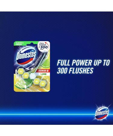 Domestos Power 5 Lime Toilet Rim Block - 55g | Up to 300 Flushes | 3x More Limescale Prevention | Pack of 1 - Buy Online on SooperMarket.com