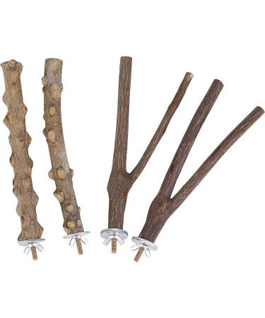 Mogoko 4 Pcs Bird Perches - Natural Wood Parrot Stand for Conure, Budgie, Parakeet - Cage Accessories and Toys - Platform Style 2 - Buy Online on SooperMarket.com