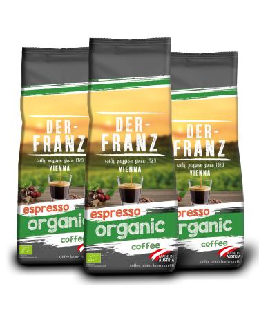 Der-Franz Espresso Organic Coffee Whole Bean 3 x 500 g Espresso Organic 500 g (pack of 3)