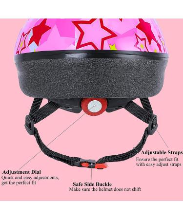 Asslen Kids Bike Helmet Set | Adjustable Toddler Helmet with Knee Elbow Pads | Sports Protective Gear for Boys Girls Ages 3-8 | Pink Star Design - Buy Online on SooperMarket.com