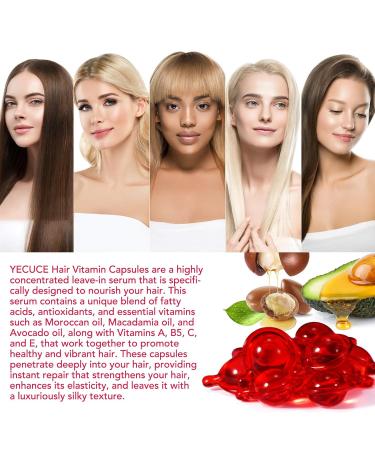 Hair Vitamin Serum Capsules - Moroccan Macadamia & Avocado Oils | Nourishing Hair Treatment No Rinse Conditioner - 60 Pcs - Buy Online on SooperMarket.com