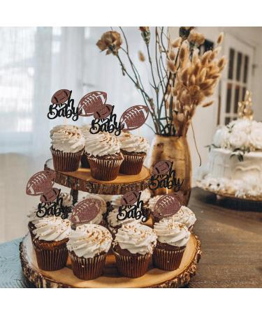 24 Pack Oh Baby American Football Cupcake Toppers Glitter Rugby Ball Oh Baby Cupcake Picks for Super Rugby Sports Theme Baby Shower Kids Birthday Party Cake Decorations Brown 1-oh Baby - Buy Online on SooperMarket.com