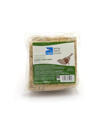 RSPB Super Suet Mealworm Cake 960g for Wild Garden Birds Super Suet Mealworm Cake 2.88 kg (Pack of 1)