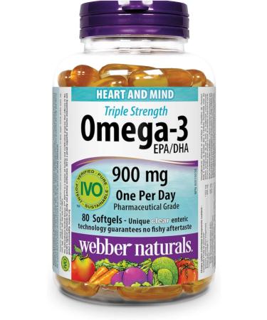 Webber Naturals Omega-3 900 mg Triple Strength & Vitamin D3 2500 IU Extra Strength 180 Softgels For Healthy Bones Teeth and Helps Prevent Vitamin D Deficiency 80 Omega + Vitamin D3 2500 IU - Buy Online on SooperMarket.com