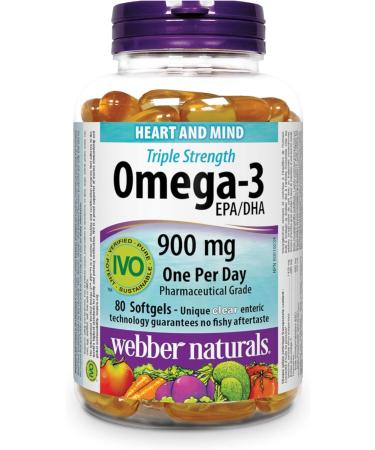 Webber Naturals Omega-3 900 mg Triple Strength & Probiotic 30 Billion Active Cells 8 Probiotic Strains 30 Capsules For Digestive Health Vegetarian 80 Omega + 30 Capsules - Buy Online on SooperMarket.com