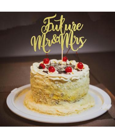 Arthsdite 1Pc Future Mr and Mrs Cake Topper Bridal Shower Cake Pick Decorations- for Wedding Engagement Theme Party Decoration Bachelor Party Decorations Supplies - Gold Glitter - Buy Online on SooperMarket.com