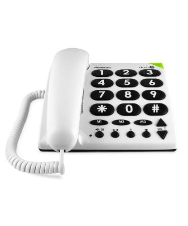 Doro 3891 PhoneEasy 311c Schnurgebundenes Großtastentelefon mit optischerAnrufsignalisierung weiß weiß Single