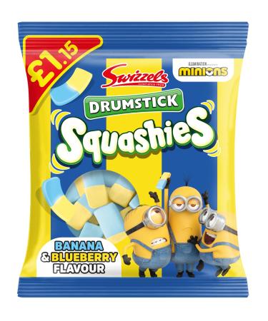 Swizzels Squashies Minion Sweets - Banana & Blueberry Flavour (Price Marked) Single Bag 110g