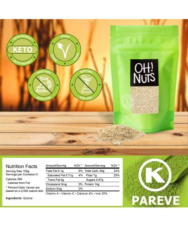 Oh! Nuts 3LB White Quinoa Seeds | Protein-Rich Superfood for Gluten-Free & Paleo Diets - Cooking & Kosher Certified - Buy Online on SooperMarket.com