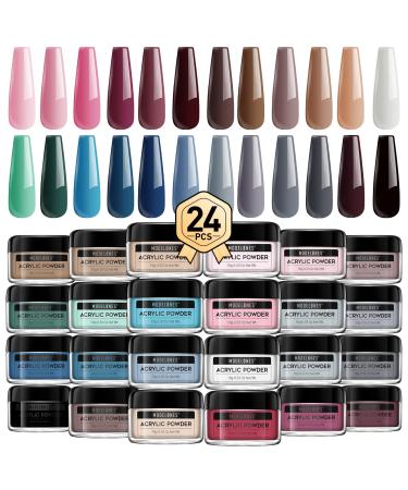 Modelones Acrylic Powder, 24 Colors Acrylic Nail Powder, Pink Nude Acrylic Powder Set, Pigmented Color Acrylic Powder for Nails, French Nail Art, Nail Extension, Gifts for Women B3-DEJA VU