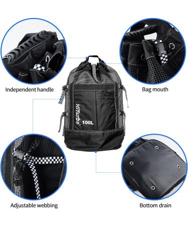 Hiturbo 22 Gallon Scuba Diving and Snorkeling Gear Backpack - Large Capacity Black Mesh Bag for Diving Equipment - Buy Online on SooperMarket.com