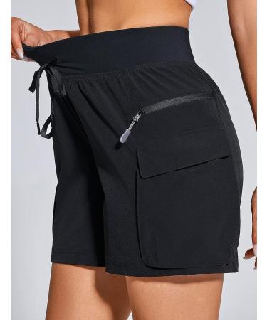 ZUTY Women's 6 Hiking Cargo Shorts - Quick Dry, Water Resistant, Lightweight - UPF 50+ - Black Medium - Buy Online on SooperMarket.com