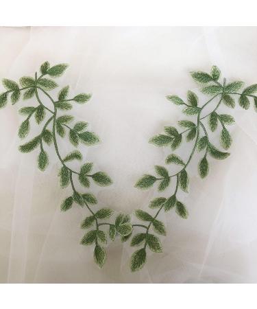 Green Forest Leaves Applique Lace Vine Motif Trim Embroidery Wood Patches - Mirror Pair - Buy Online on SooperMarket.com