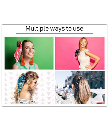 Satin and Chiffon Detachable Hair Scarf Scrunchies 10 Pcs - Ribbon Bowknot Ponytail Accessories for Women and Girls - Floral and Leopard Print - Buy Online on SooperMarket.com