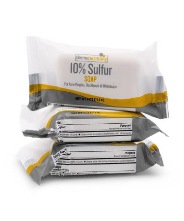 Dermaharmony 10% Sulfur Acne Bar Soap (4 oz) - 3 Bars