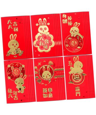 CAXUSD 30pcs Rabbit Year New Year Red Envelope New Year Red Envelopes Chinese Hong Bao Hong Bao for Kids Lai See Asian Decor Traditional Money Packets Lunar Calendar Child Paper Wallet As Shown 17x9cm
