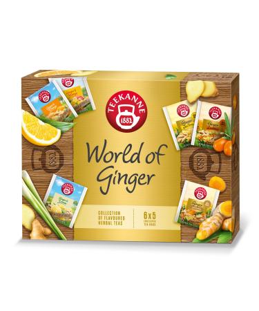 Teekanne World of Ginger Tea Selection Box 6 Flavours 5 Teabags of Each (Dekond gift)