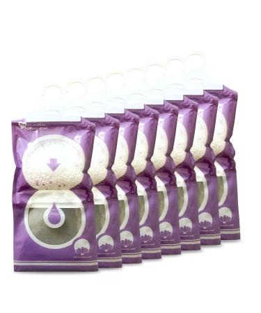 MY TO Wardrobe Dehumidifier Hanging Bags (8 x 190 Grams) Damp Absorber to Prevent Mould Dehumidifiers Disposable Hanging Dehumidifier Bags for Window Caravan Home & Kitchen - Lavender Scented