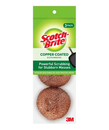 Scotch-Brite Copper Coated Scrubbing Scour Pads, 3 Scouring Scrubber Pads 3 Scrubbers Copper Coated