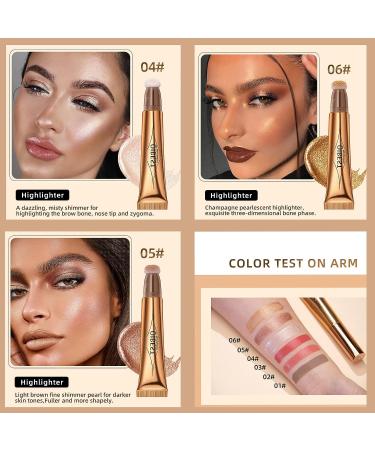 Mrettick 3 Color Liquid Contour Stick Bronzer | Face Highlighter & Contour Wand | Lightweight & Natural Makeup Brushes - Buy Online on SooperMarket.com