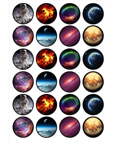 24 Space Wafer Cupcake Toppers Edible PREMIUM THICKNESS SWEETENED VANILLA Wafer Rice Paper Cupcake Toppers/Decorations - Buy Online on SooperMarket.com