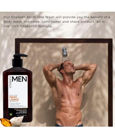 Vitabath Men's Amber Woodland All-In-One Body Wash | Hydrating Cleanser Shampoo & Conditioner | Moisturizing Shower Gel for All Skin Types - 16.9 fl oz - Buy Online on SooperMarket.com