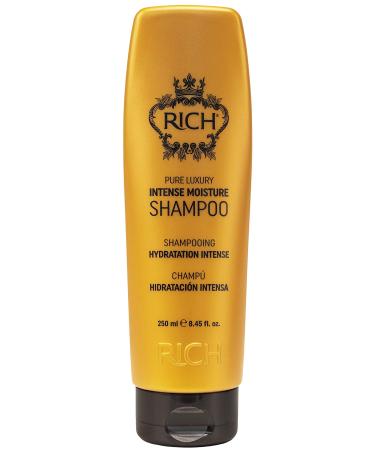 RICH Pure Luxury Intense Moisture Shampoo with Hydrolyzed Keratin and Wheat Protein for All Hair Types - Smoothing & Hydrating - Prevents Breakage Heat Damage & Frizz 8.45 Fl oz