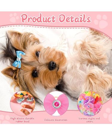 100-Piece Multicolor Dog Hair Bows with Rhinestone Pearls - Cute Girl Puppy Accessories for Pet Grooming - Buy Online on SooperMarket.com