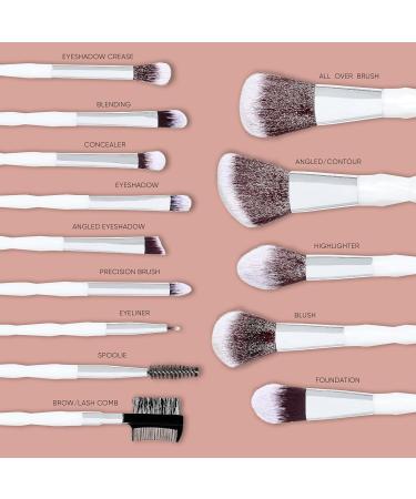 Nicole Miller New York 14pc Complete Makeup Brushes Collection with Zipper Bag Snow Pearl White Ideal Present or Any Occasions Great for Beginners to Professionals - Buy Online on SooperMarket.com