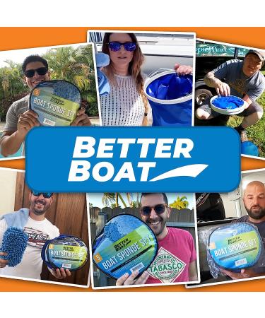 Microfiber Boat Cleaner and Car Wash Kit - Non-Scratch Sponge Bucket, Wash Cloths for Interior and Exterior - Ideal for Fiberglass Boat Hulls and Car Seats - Complete Cleaning Supplies - Buy Online on SooperMarket.com