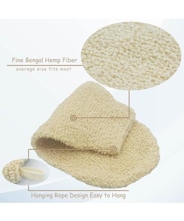 Pack of 2 Dual Sided Exfoliating Gloves for Back and Body Shower, White Ramie Hand Mitt for Dead Skin Removal - Machine Washable - Buy Online on SooperMarket.com