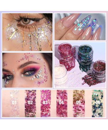 Body Glitter Gel | Natural Soft Shiny Makeup | Long Lasting Face & Hair Glitter | Lightweight Liquid Eyeshadow - 01# White - Buy Online on SooperMarket.com