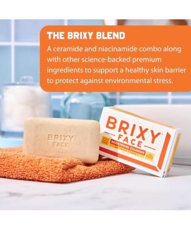 BRIXY Exfoliating Facial Cleansing Bar Even Skin Tone Rice Powder Vitamin C Ceramide Niacinamide | Soap Free pH Balanced Vegan | Healthy Skin Barrier - Buy Online on SooperMarket.com
