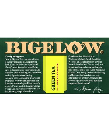 Bigelow Green Tea with Pomegranate - Caffeinated Tea Bags, 1.37 Oz (6-Pack) - Buy Online on SooperMarket.com