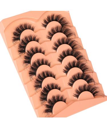 JIMIRE Fluffy Eyelashes Natural Look Cat Eye Russian Strip D Curl Lashes Look Like Eyelash Extensions Wispy Fox Eye Fake Eyelashes 7 Pairs Pack V - Buy Online on SooperMarket.com