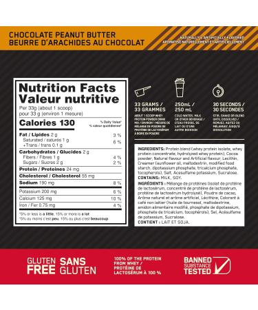 Optimum Nutrition Gold Standard 100% Whey Protein Powder 2.270g - Chocolate Peanut Butter - 68 servings (packaging may vary) Chocolate Peanut Butter 2.270g - Buy Online on SooperMarket.com