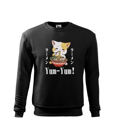 Kawaii Neko Ramen Lover Japanese Noodle Anime Unisex Sweater Black S