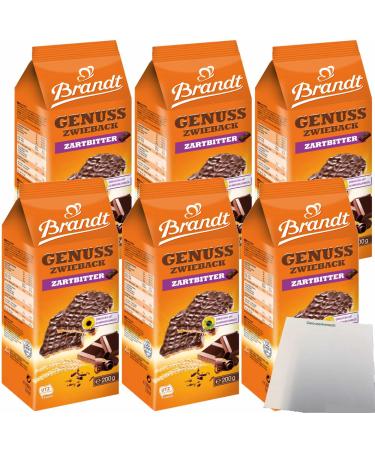 Brandt Genuss Zwieback Dark Chocolate 6-pack (6x200g bags) + usy Block