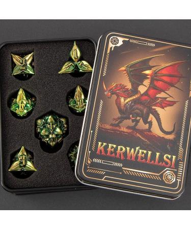 KERWELLSI Metal Dice Set - Unique Leaf Design D&D Dice with Cool Box | Handmade Polyhedral Dice for RPG Games - Buy Online on SooperMarket.com
