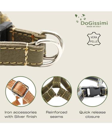 Dogissimi Leather Dog Harness for Small & Medium Dogs - Adjustable Ergonomic Handmade in Italy (Size L - Military Breast 52-69 cm) - Buy Online on SooperMarket.com