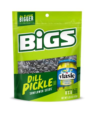 BIGS Vlasic Dill Pickle Sunflower Seeds, 5.35-Ounce Bags (Pack of 12) (10896887002209,)