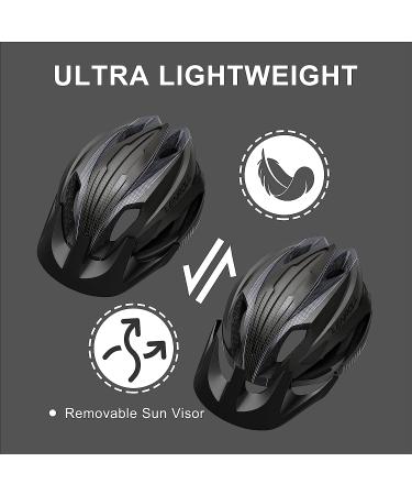 Zenroll Adult Bike Helmet with Detachable Visor - Stylish Lightweight Design for Men and Women Cycling - Large Black - Buy Online on SooperMarket.com