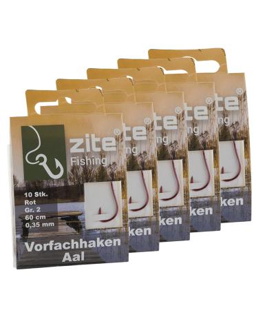 Zite Fishing Aal hook bound 10 pieces-monofile leader line AAL fishing with fishing hook red size 1-2-fishing line with fishing hook 5x size 2